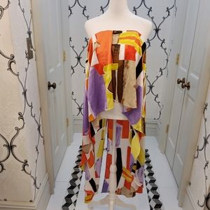 Fun Print high low bandeau blouse Size Medium
